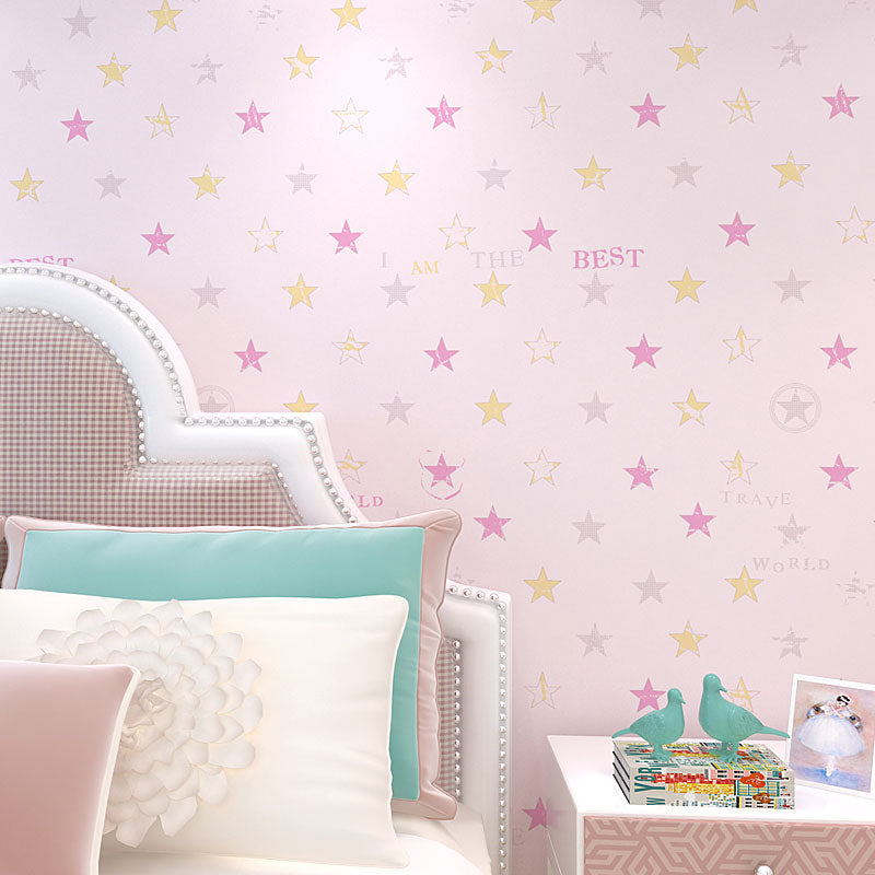 Natural Color Contemporary Wall Art 20.5 in x 31 ft Star Wallpaper Roll for Boy's or Girl's Bedroom