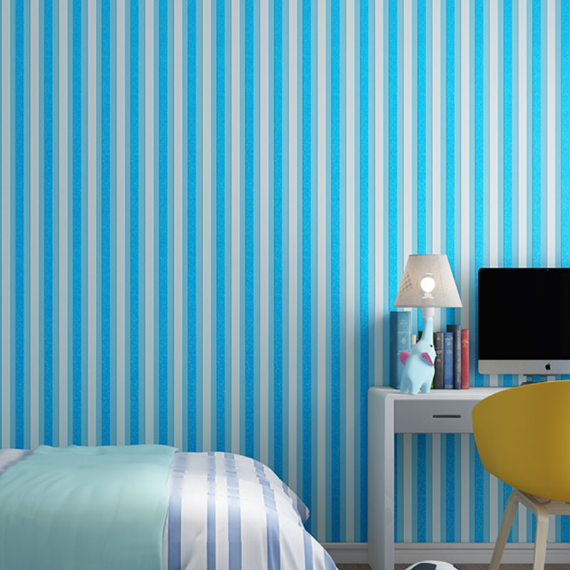 Vertical Stripe Wall Decor for Children's Bedroom Modern Vinyl Wallpaper Roll, 31' x 20.5"