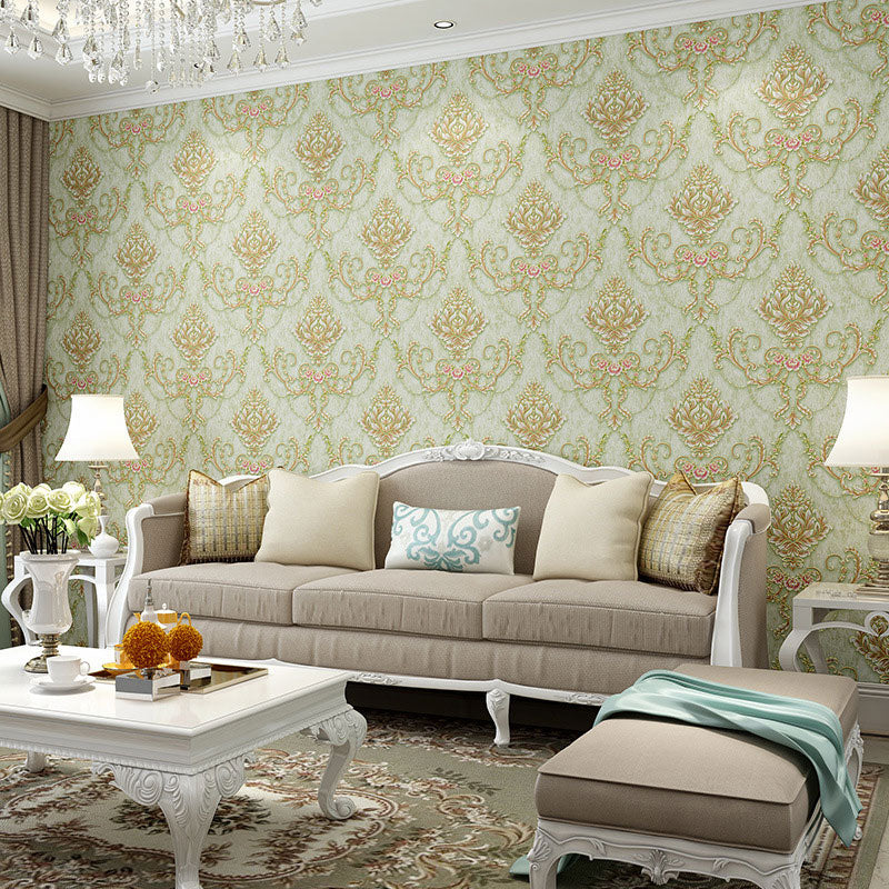 20.5" x 33' Luxury Wallpaper Roll for Accent Wall with Damask Design in Natural Color, Non-Pasted