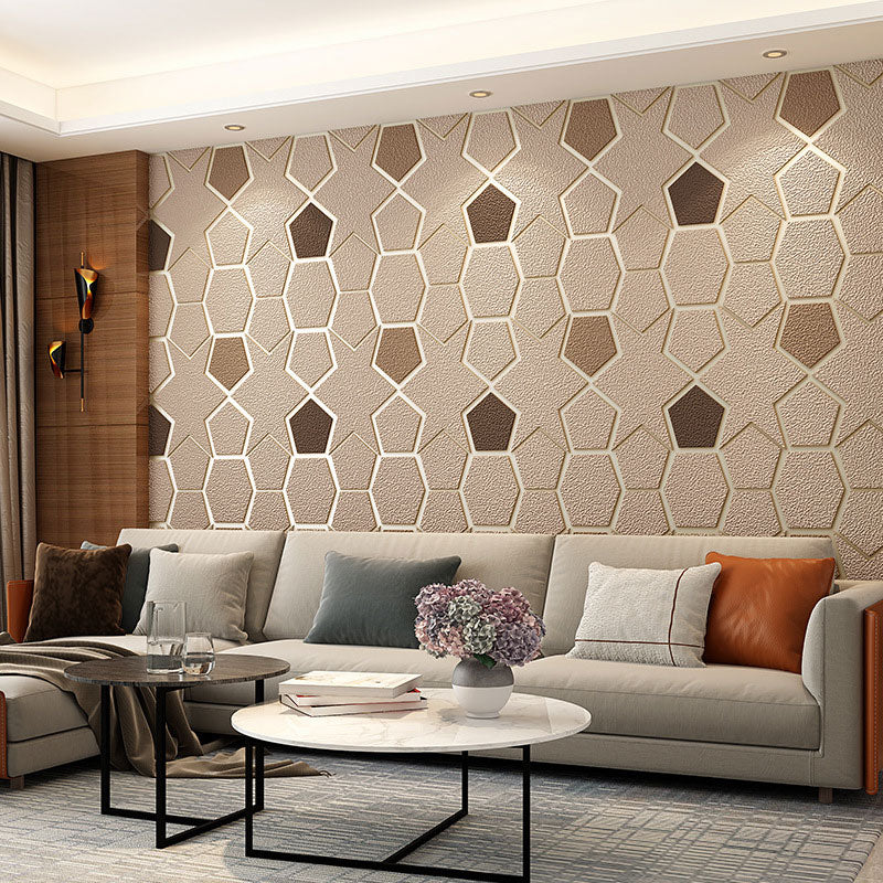 Natural Color Contemporary Wall Decor 33' by 20.5" 3D Geometries Vinyl Wallpaper for Bathroom