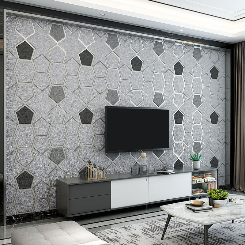 Natural Color Contemporary Wall Decor 33' by 20.5" 3D Geometries Vinyl Wallpaper for Bathroom