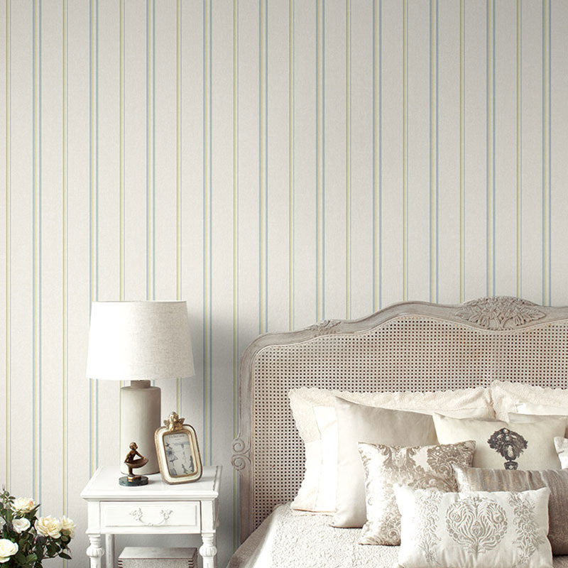 Pastel Color Vertical Stripe Wallpaper Roll Moisture-Resistant Wall Covering for Girl's Bedroom Decoration