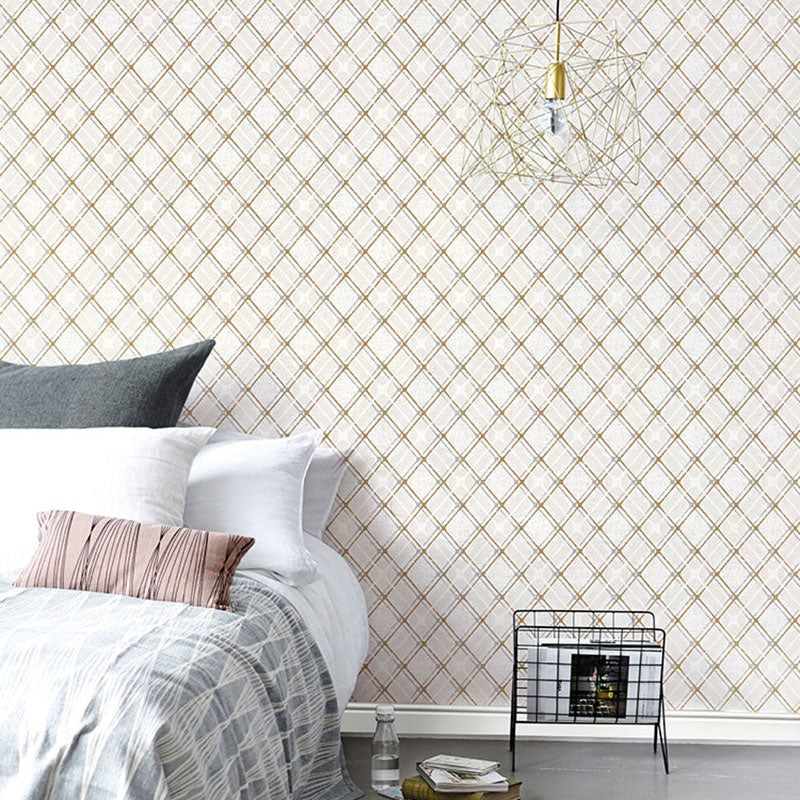 Minimalist Grid Wall Covering for Accent Wall, 33' by 20.5" Wallpaper Roll in Soft Color