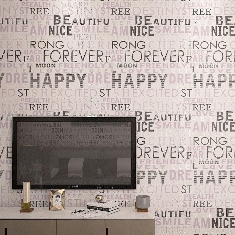 Letters Wall Covering for Accent Wall Graffiti Wallpaper Roll in Dark Color, Stain-Resistant