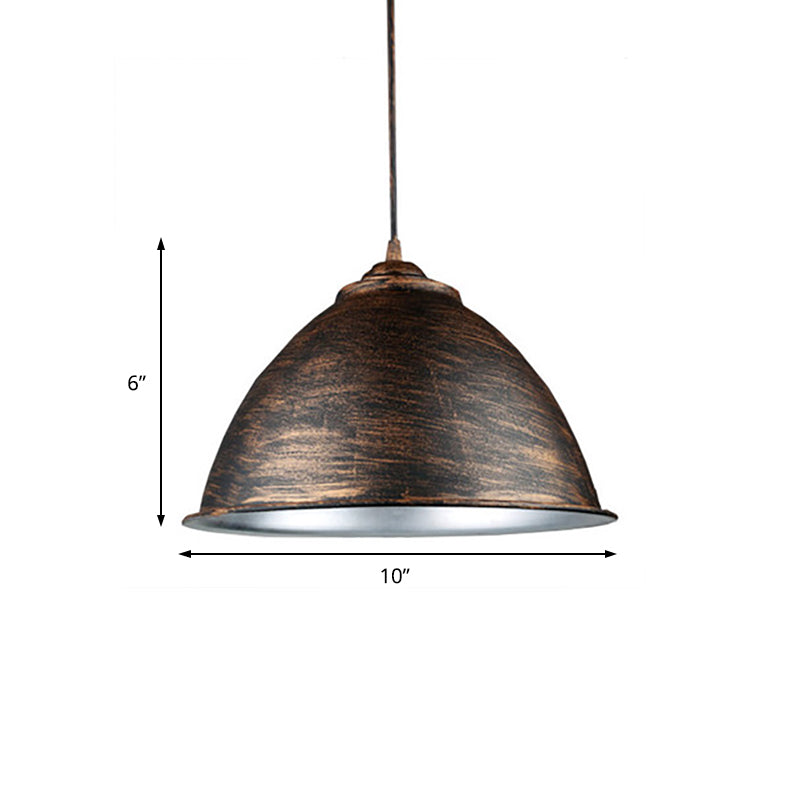 Antique Bronzo Dome Aitura del soffitto Vintage Iron 1 Light Living Room Illuminazione a sospensione